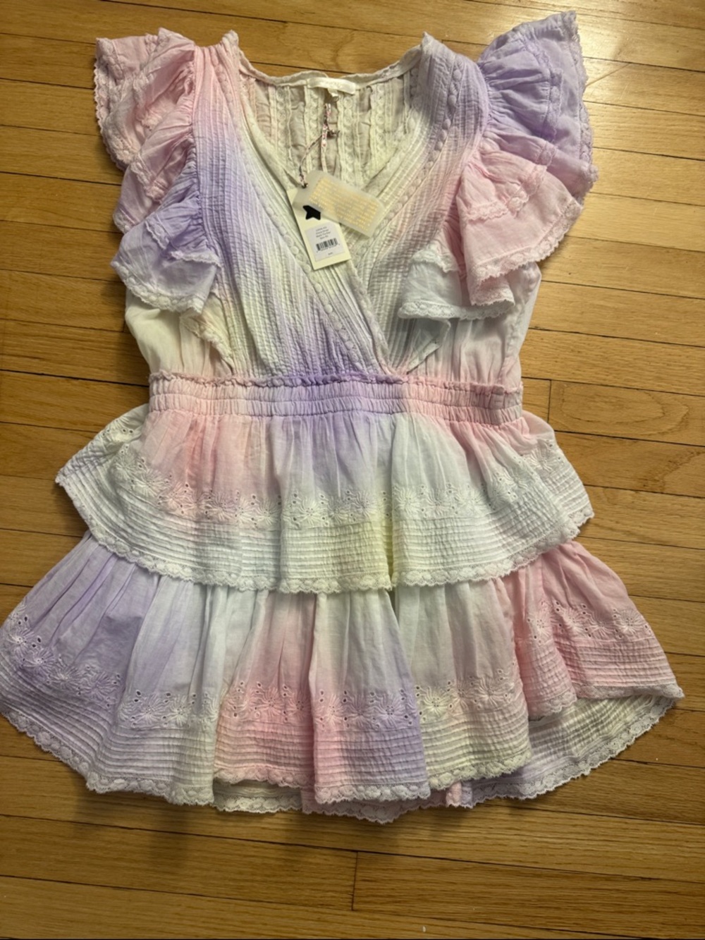 LoveShackFancy Gwen Dress Multi Tie Dye XL